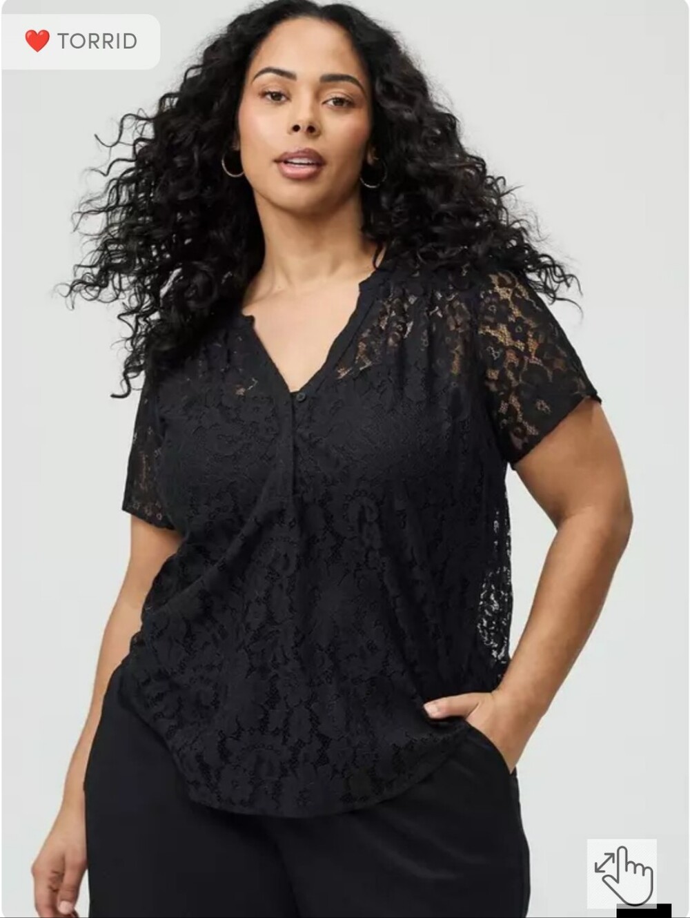 Torrid NEW Plus Size 3x: Harper Black Floral Lace V-Neck Short Sleeve Blouse
